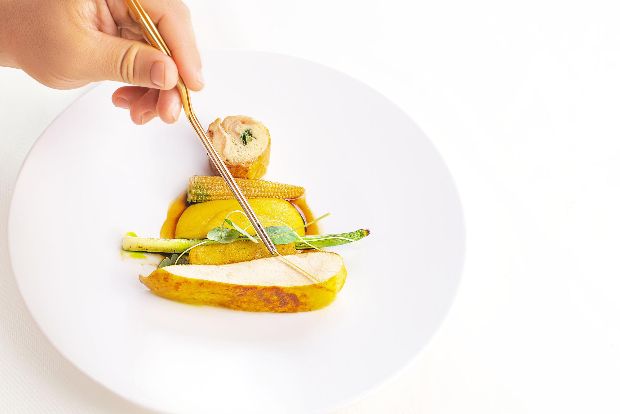 Close-up plated dish from an online lesson